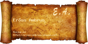 Erőss Ambrus névjegykártya